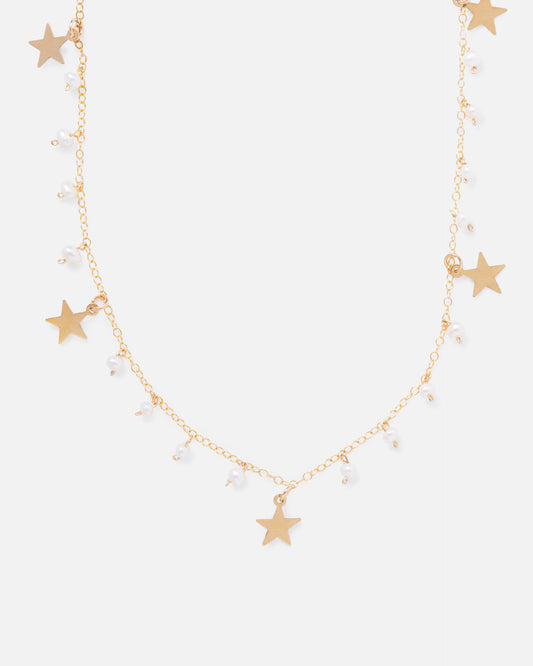 PEARL MATILDA 14K GOLD FILLED STARS NECKLACE