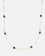 Load image into Gallery viewer, LAPIS BEADED 14K GOLD FILLED FANCY CHAIN
