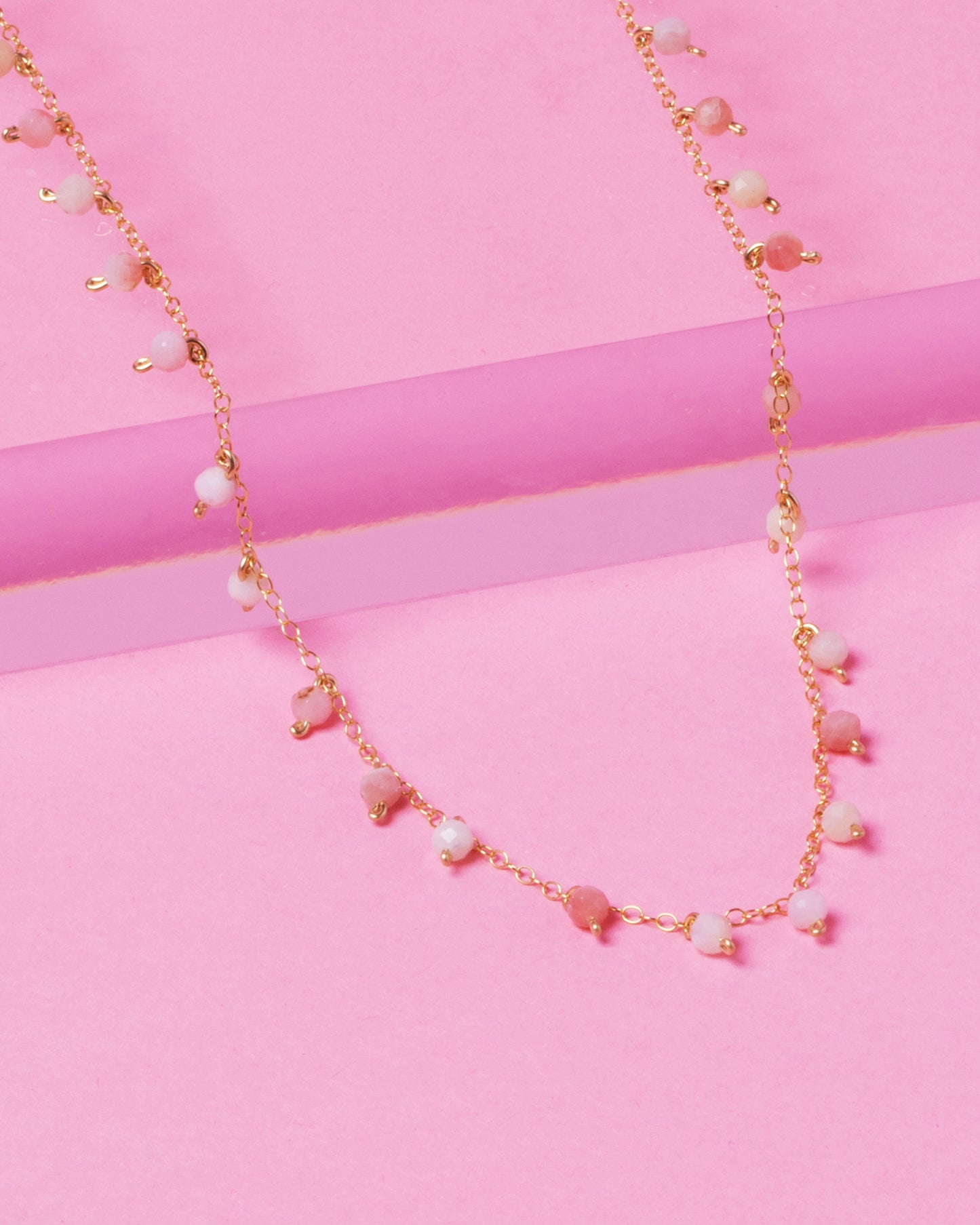 PINK OPAL SPRINKLES 14K GOLD FILLED NECKLACE