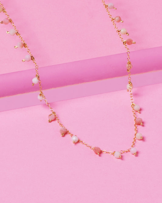 PINK OPAL SPRINKLES 14K GOLD FILLED NECKLACE