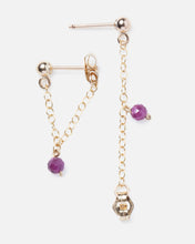 Load image into Gallery viewer, RUBY 14K GOLD FILLED HUGGIE EARRINGS