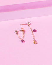 Load image into Gallery viewer, RUBY 14K GOLD FILLED HUGGIE EARRINGS