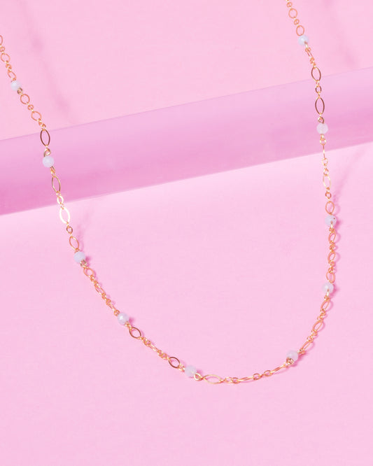BLUE LACE AGATE BEADED 14K GOLD FILLED FANCY CHAIN