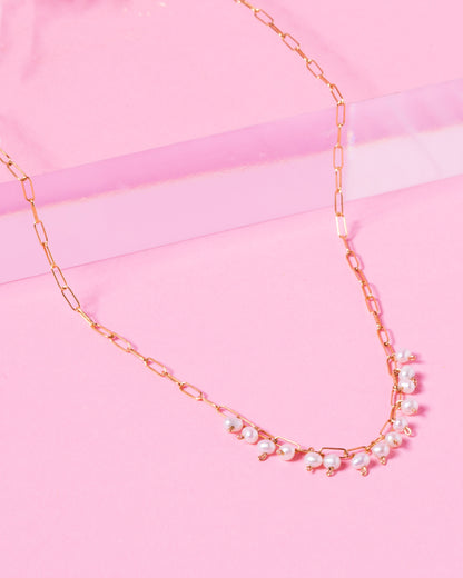 ELLA 14K GOLD FILLED PEARL AND PAPERCLIP CHAIN NECKLACE