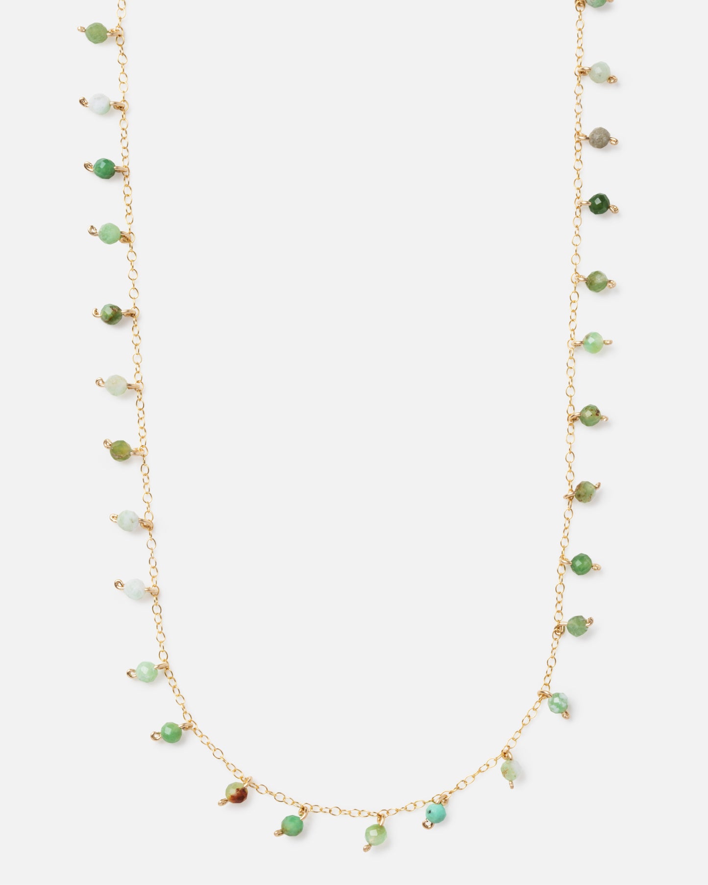 GREEN OPAL SPRINKLES 14K GOLD FILLED NECKLACE