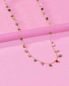 GREEN OPAL SPRINKLES 14K GOLD FILLED NECKLACE