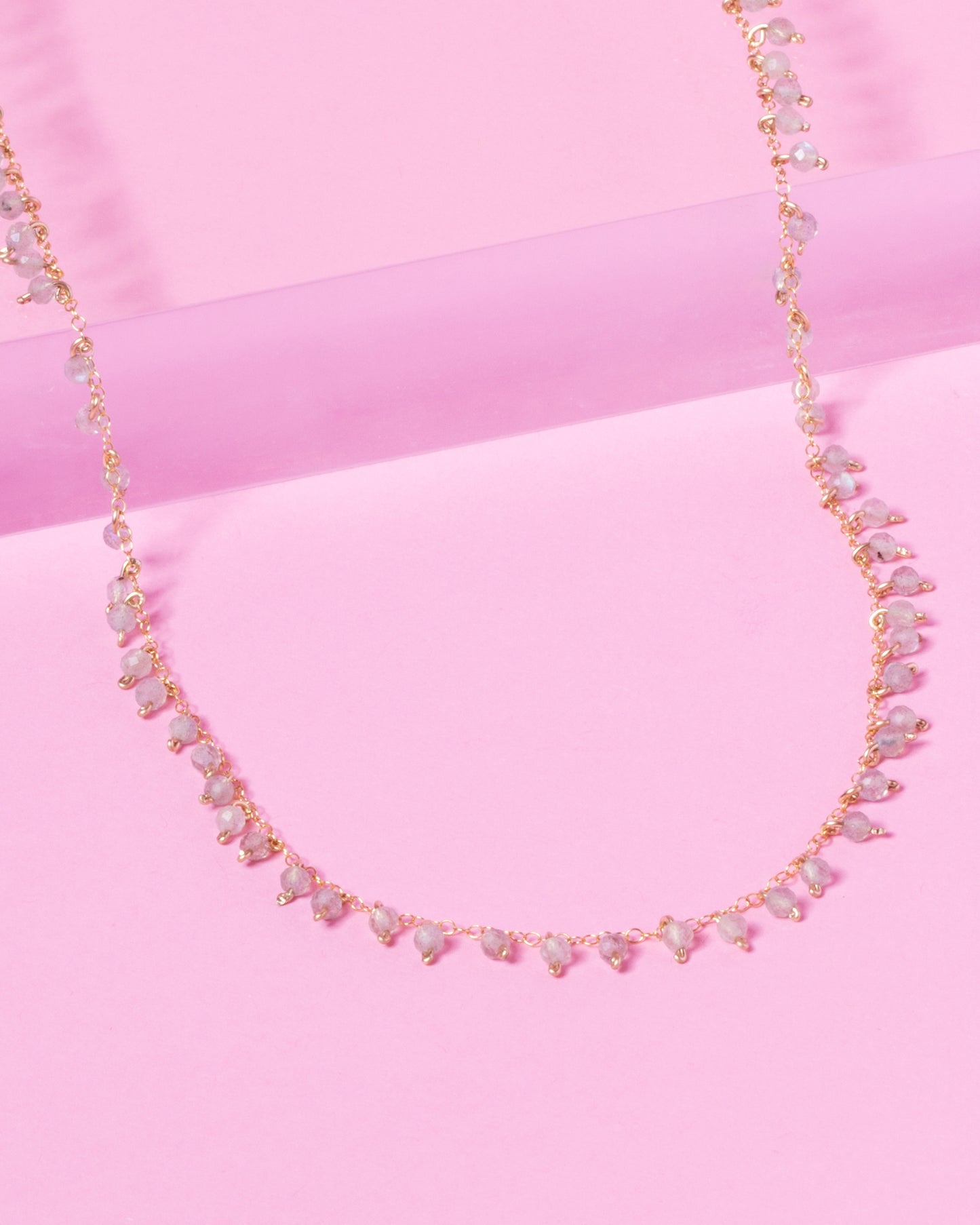 LABRADORITE CONFETTI 14K GOLD FILLED SPRINKLED NECKLACE