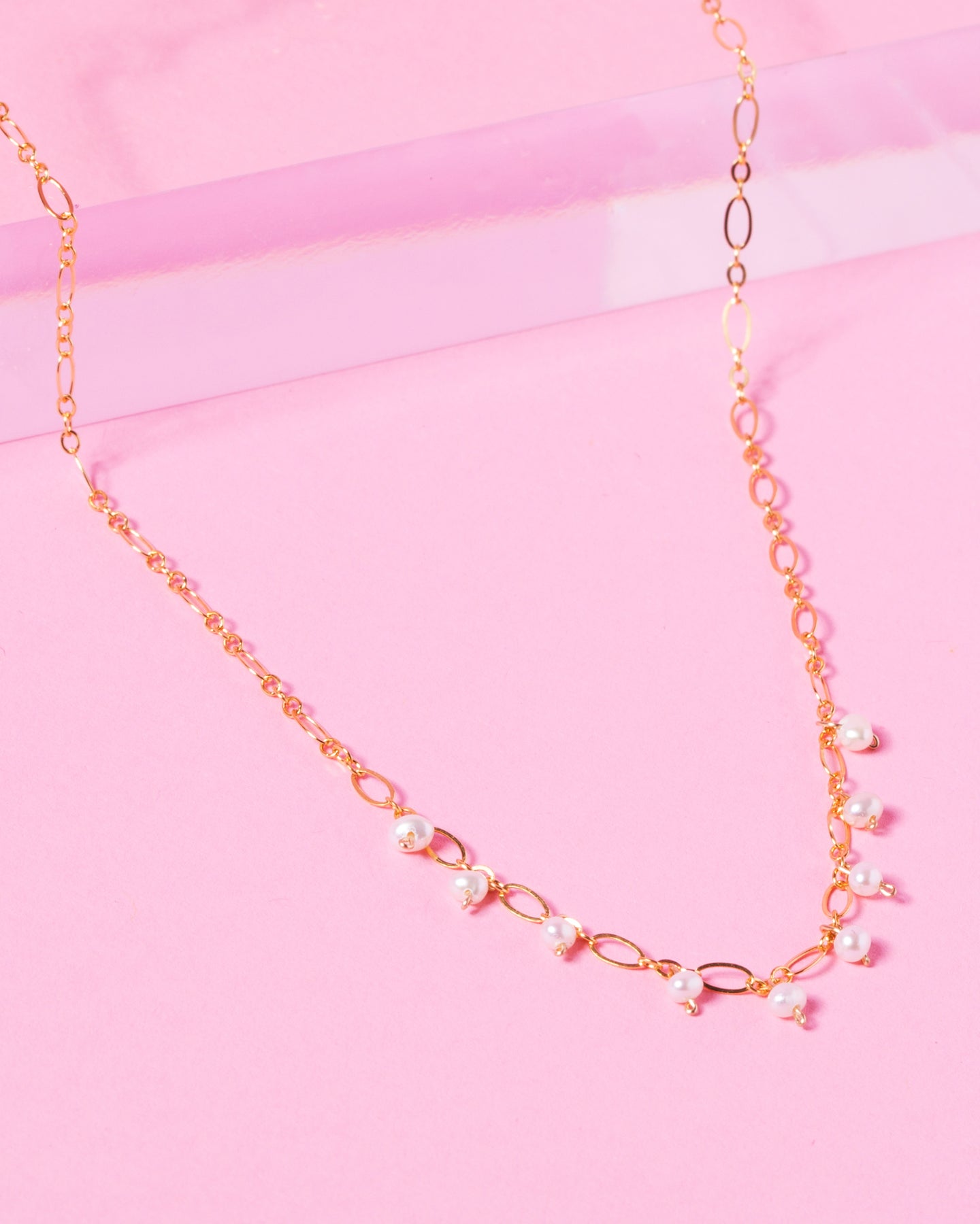PEARL OLIVIA 14K GOLD FILLED FANCY CHAIN NECKLACE