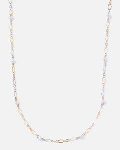 PEARL BEADED 14K GOLD FILLED FANCY CHAIN NECKLACE