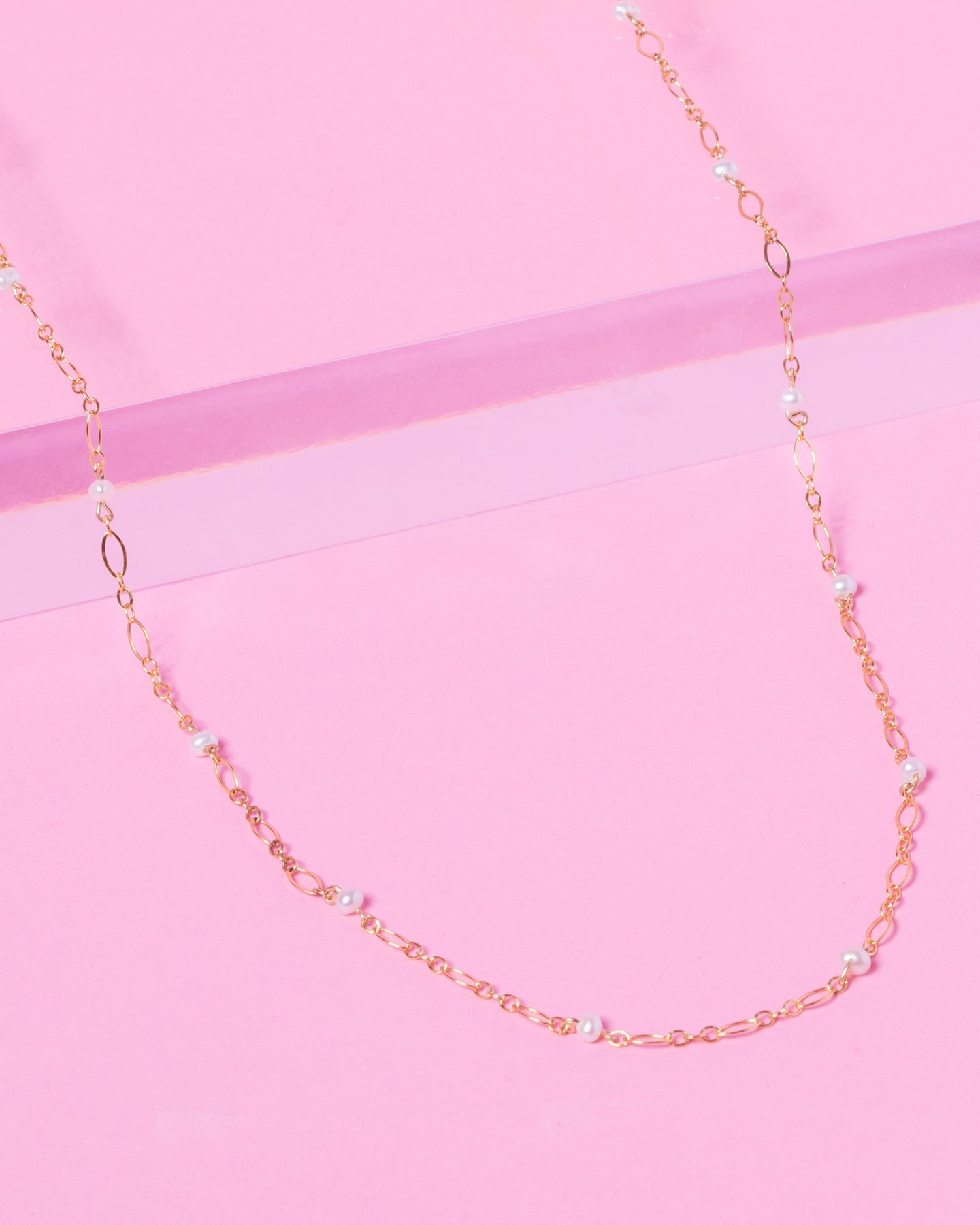 PEARL BEADED 14K GOLD FILLED FANCY CHAIN NECKLACE