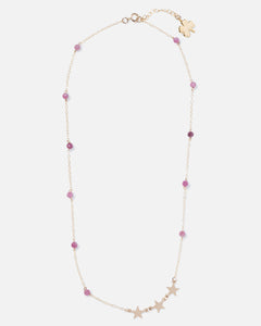 RHODONITE SHOOTING STAR 14K GOLD FILLED NECKLACE