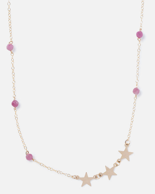 RHODONITE SHOOTING STAR 14K GOLD FILLED NECKLACE