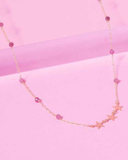 RHODONITE SHOOTING STAR 14K GOLD FILLED NECKLACE
