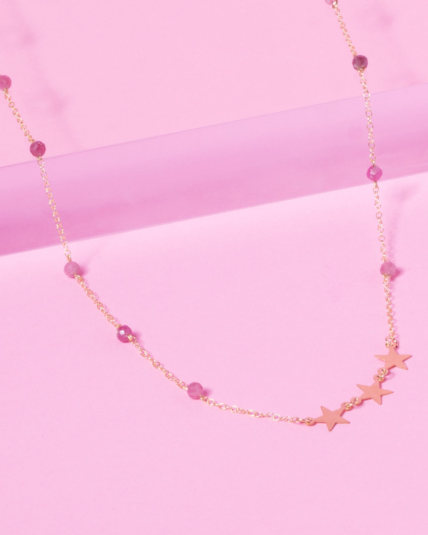 RHODONITE SHOOTING STAR 14K GOLD FILLED NECKLACE