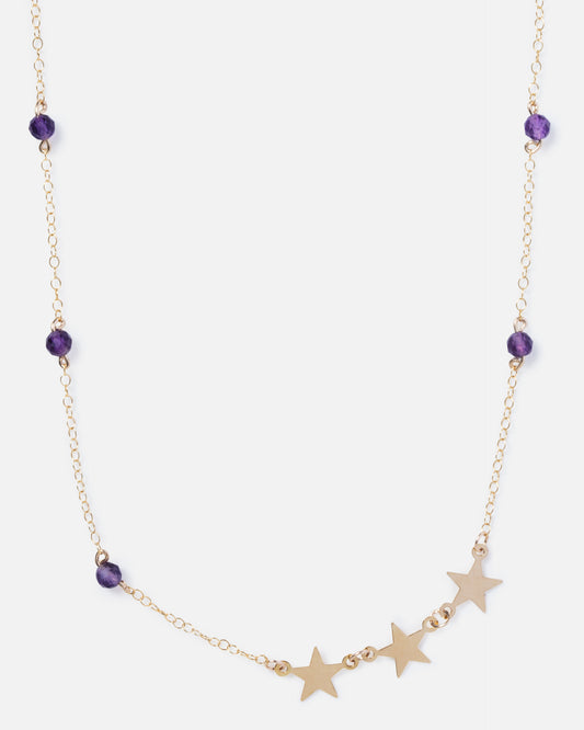 AMETHYST SHOOTING STAR 14K GOLD FILLED NECKLACE