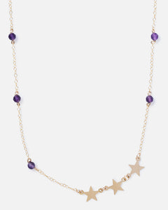 AMETHYST SHOOTING STAR 14K GOLD FILLED NECKLACE