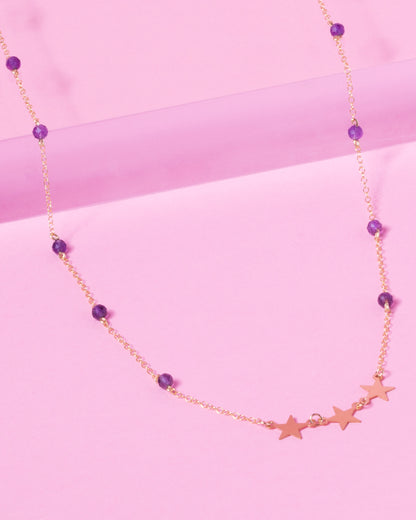 AMETHYST SHOOTING STAR 14K GOLD FILLED NECKLACE