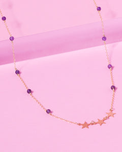 AMETHYST SHOOTING STAR 14K GOLD FILLED NECKLACE