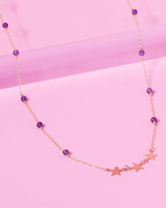 AMETHYST SHOOTING STAR 14K GOLD FILLED NECKLACE