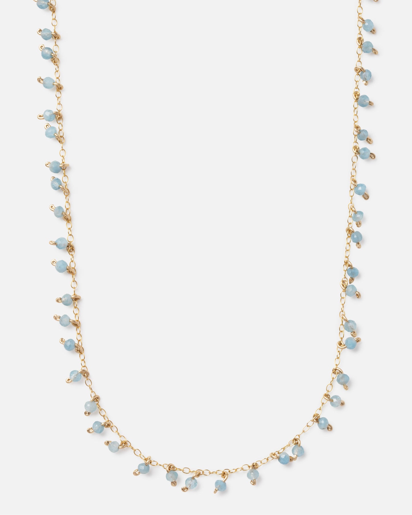 AQUAMARINE CONFETTI 14K GOLD FILLED SPRINKLED NECKLACE
