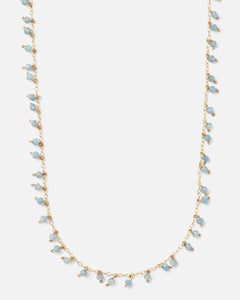 AQUAMARINE CONFETTI 14K GOLD FILLED SPRINKLED NECKLACE