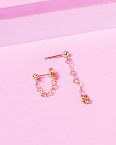 HEARTS 14K GOLD FILLED HUGGIE EARRINGS