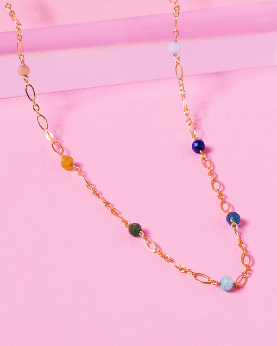 RAINBOW BEADED 14K GOLD FILLED FANCY CHAIN
