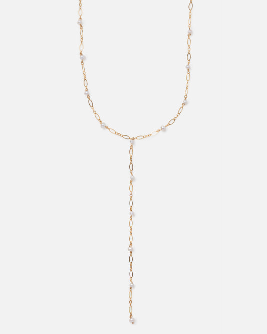 PEARL 14K GOLD FILLED DROP NECKLACE