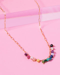 RAINBOW ELLA 14K GOLD FILLED PAPERCLIP CHAIN NECKLACE