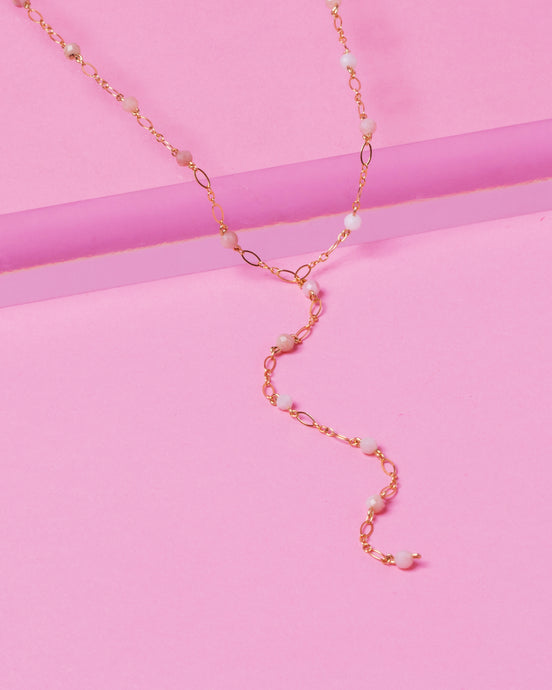 PINK OPAL 14K GOLD FILLED DROP NECKLACE