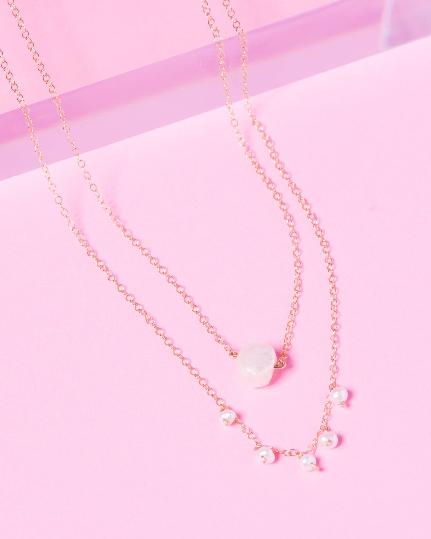 pearl double chain necklace