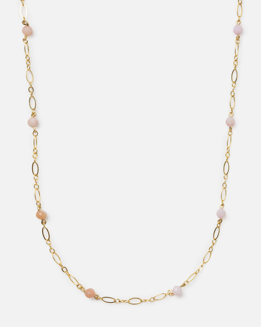 PINK OPAL BEADED 14K GOLD FILLED FANCY CHAIN