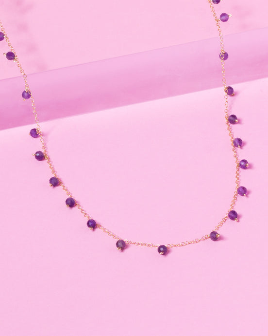 AMETHYST SPRINKLES 14K GOLD FILLED NECKLACE