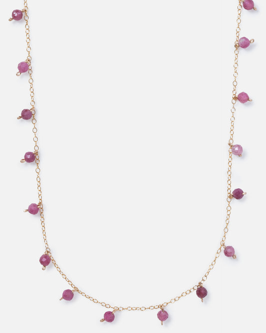 RHODONITE SPRINKLES 14K GOLD FILLED NECKLACE