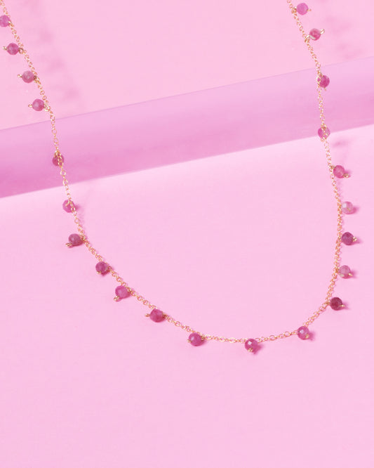 RHODONITE SPRINKLES 14K GOLD FILLED NECKLACE