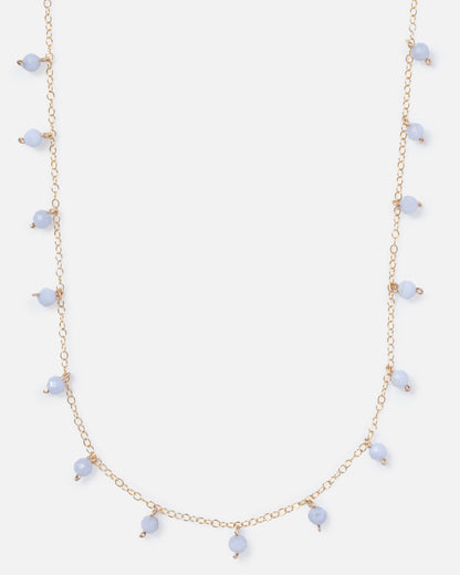 BLUE LACE AGATE SPRINKLES 14K GOLD FILLED NECKLACE