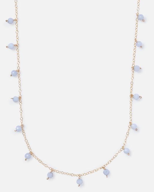 BLUE LACE AGATE SPRINKLES 14K GOLD FILLED NECKLACE