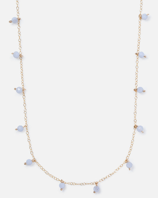 BLUE LACE AGATE DAINTY 14K GOLD FILLED NECKLACE