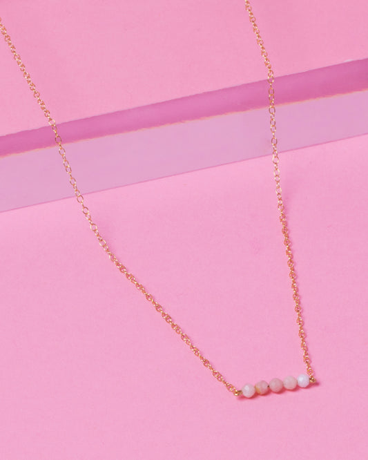 PINK OPAL CLUSTER 14K GOLD FILLED NECKLACE