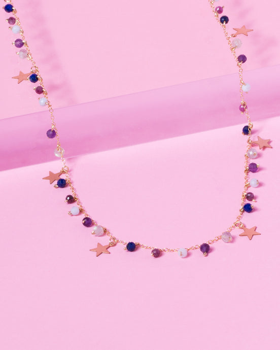 Multi-gemstone gold necklace