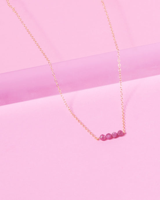 RHODONITE CLUSTER 14K GOLD FILLED NECKLACE