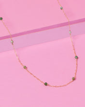 Load image into Gallery viewer, green opal necklace on gold chain