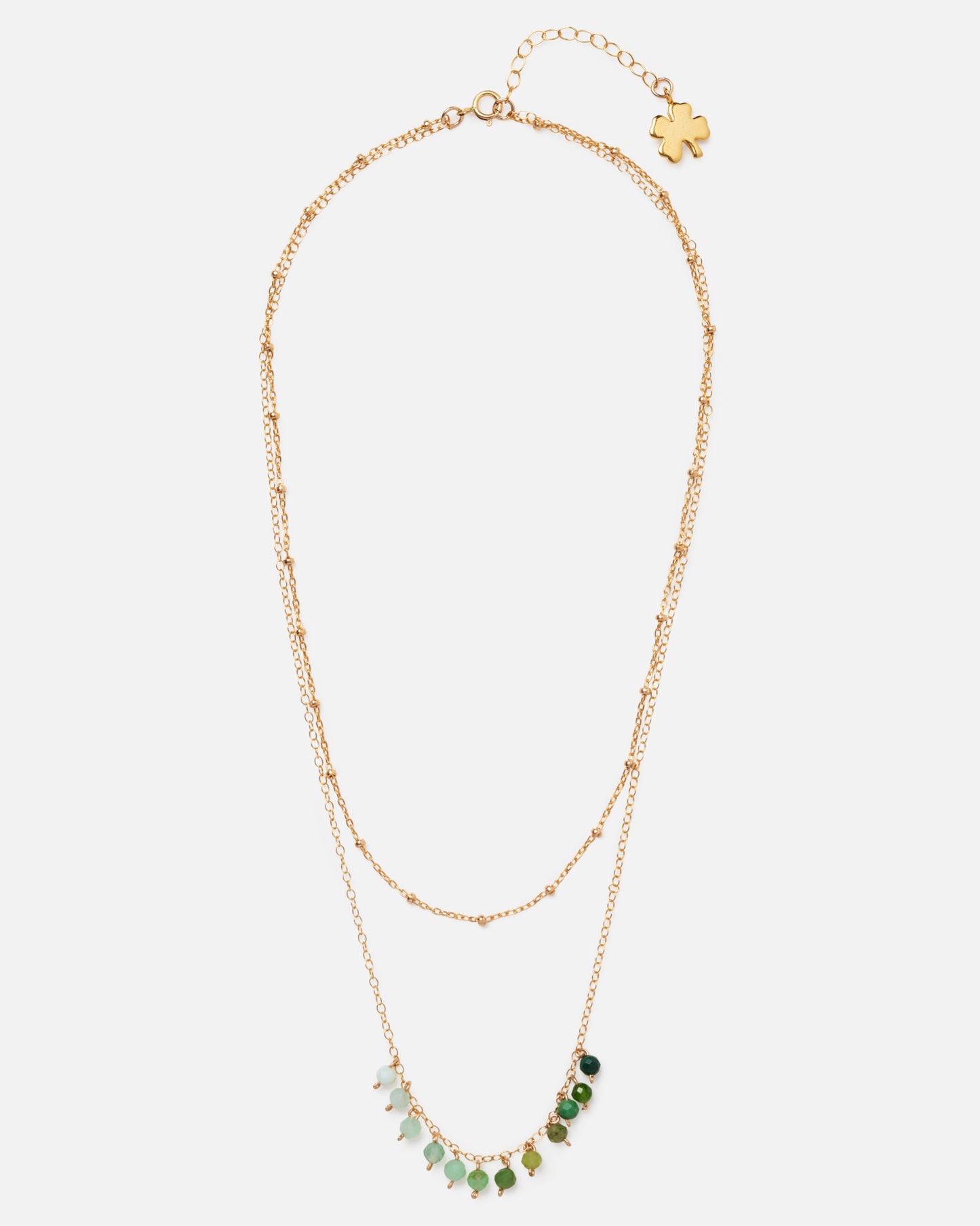 GREEN OPAL ELOISE 14K GOLD FILLED DOTTED CHAIN NECKLACE