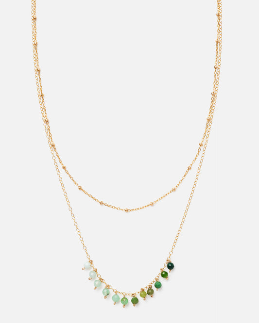GREEN OPAL ELOISE 14K GOLD FILLED DOTTED CHAIN NECKLACE