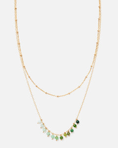 GREEN OPAL ELOISE 14K GOLD FILLED DOTTED CHAIN NECKLACE