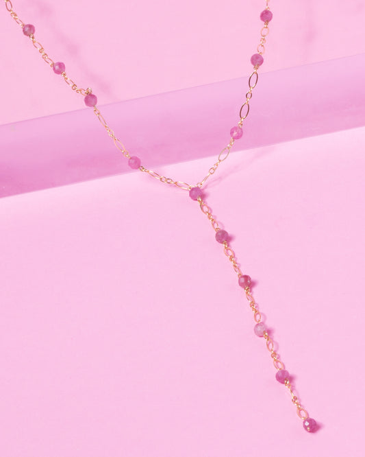 RHODONITE 14K GOLD FILLED DROP NECKLACE