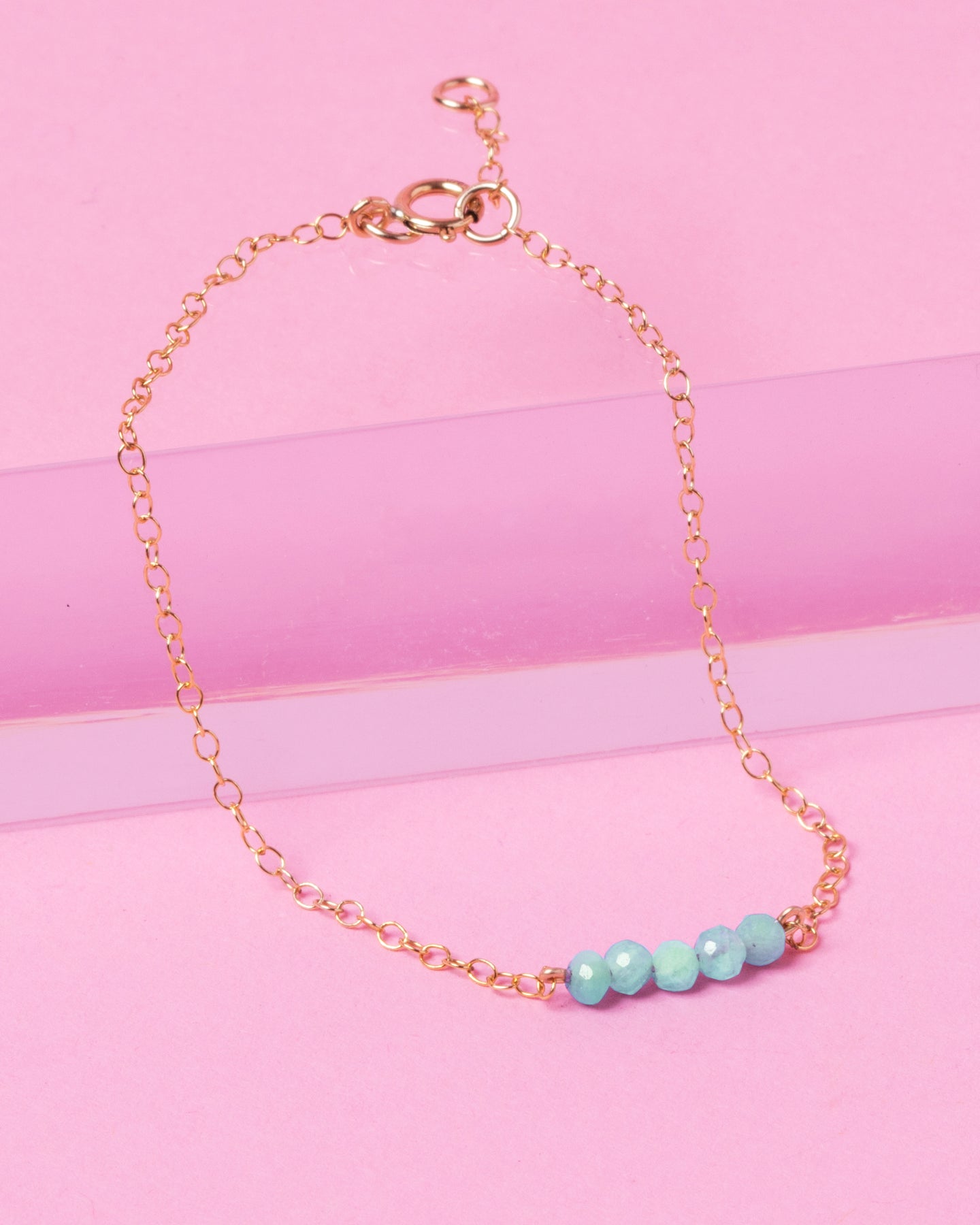 AQUAMARINE CLUSTER 14K GOLD FILLED BRACELET