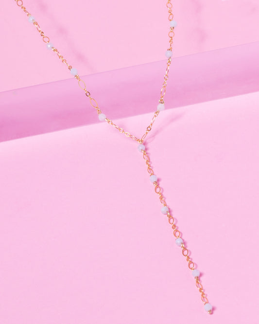BLUE LACE AGATE 14K GOLD FILLED DROP NECKLACE