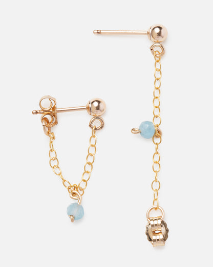 AQUAMARINE 14K GOLD FILLED HUGGIE EARRINGS