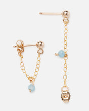 Load image into Gallery viewer, AQUAMARINE 14K GOLD FILLED HUGGIE EARRINGS